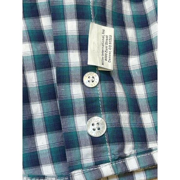 Cinch Shirt Mens Large Western Plaid Blue Check Teal Button Up Casual Work Rodeo - Picture 13 of 15